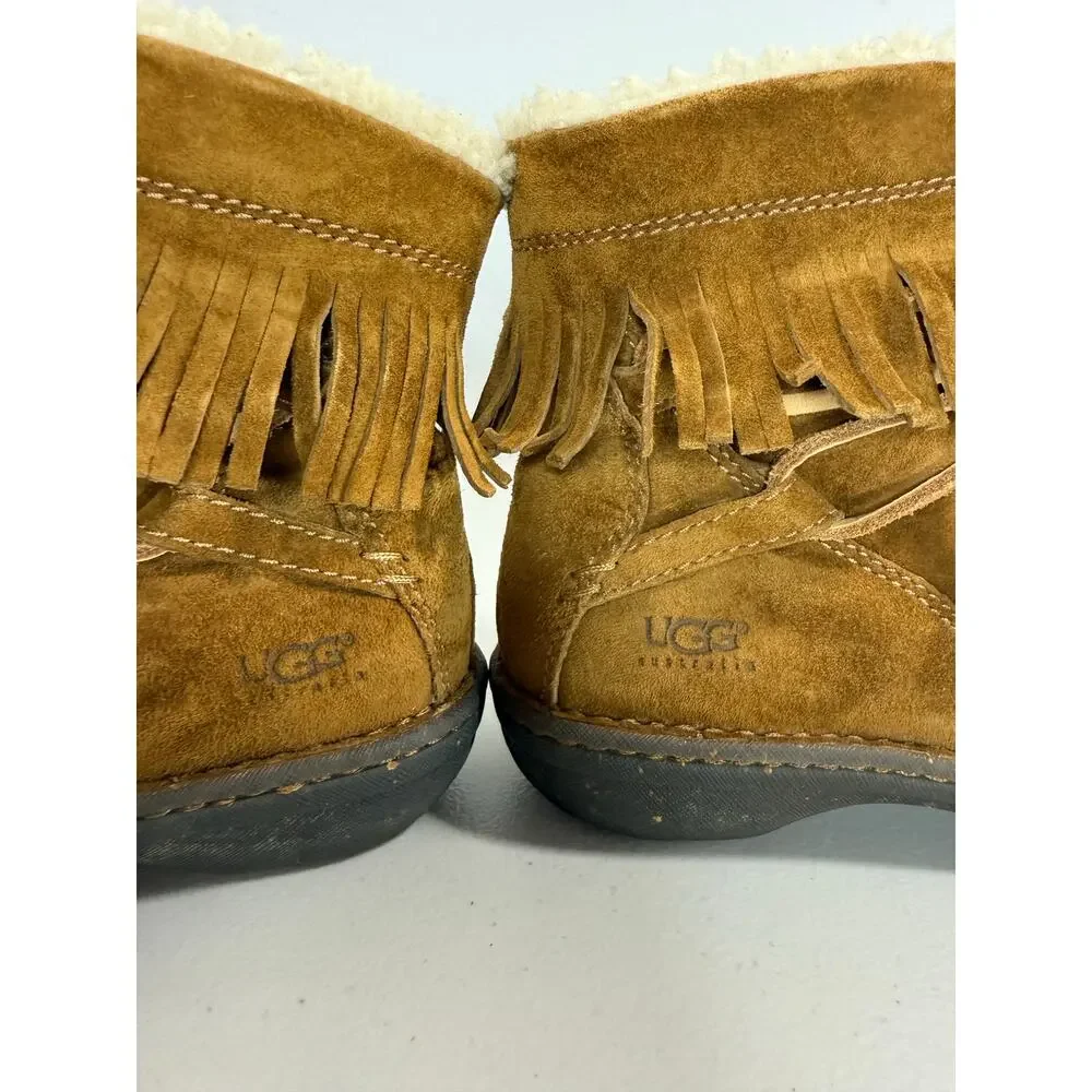 UGG Gaviota Suede Fringe Ankle Boots Womens Size 9 Brown Style 5749 - Picture 8 of 12
